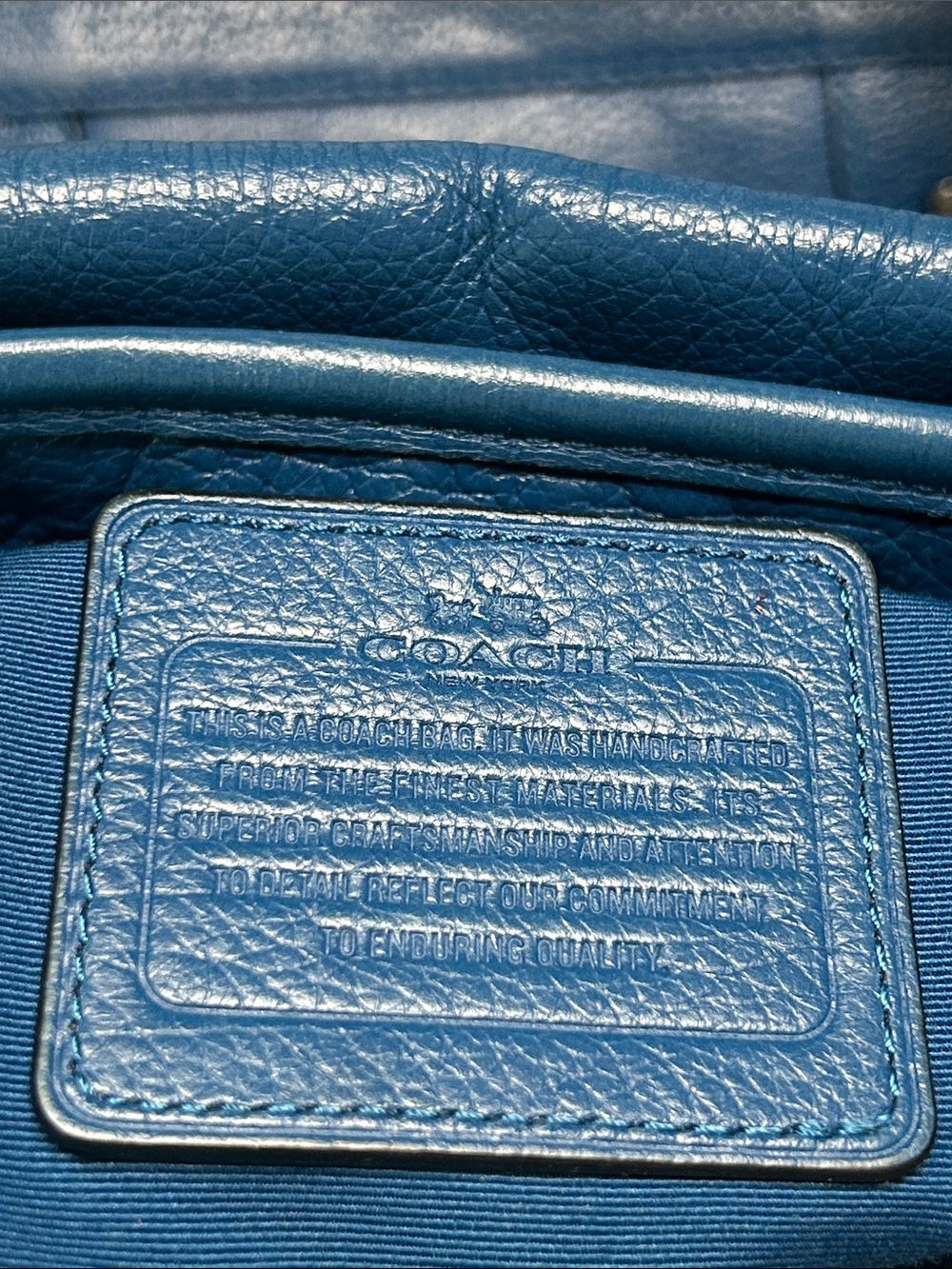 Coach Deep Blue Large Mickie Grain Leather Handbag Tote Purse 🌸🌸 - Picture 9 of 16